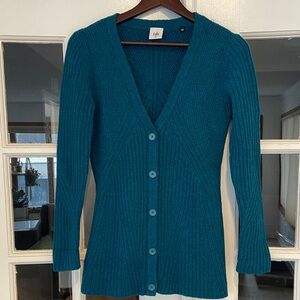 CAbi Teal Button-Up Cardigan Sweater